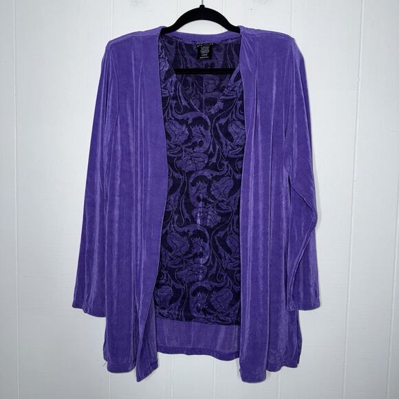 Citiknits Women’s 2 Piece Slinky Knit Tank Top & Jacket Purple Size Large - Picture 1 of 5